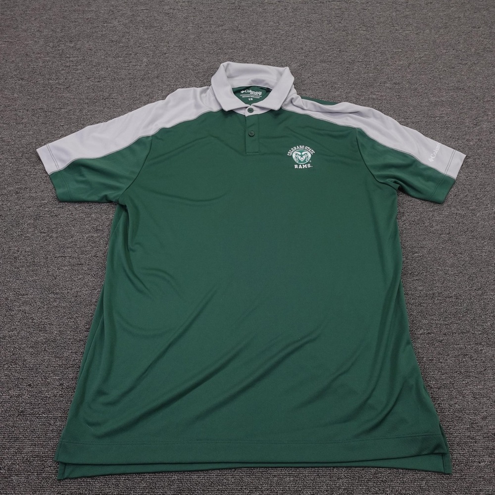 Colorado State Rams Polo‎ Shirt Mens Large Green NCAA Golf Short Sleeve Columbia